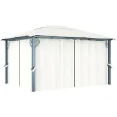 vidaXL Pavillon avec rideaux 400 x 300 cm Crème Aluminium