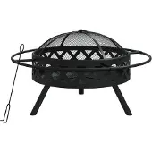 vidaXL Plateau de feu avec tisonnier 70 cm XXL Acier