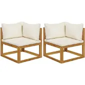 vidaXL Canapé d'angle modulable 2 pièces avec coussins blanc crème