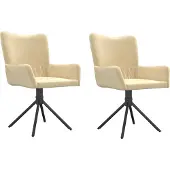 vidaXL Chaise de salle à manger 2 pcs. Pivotantes Crème Velours