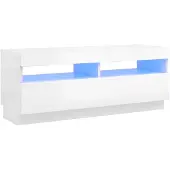 vidaXL - Armoire TV - avec - Eclairage LED - 100x35x40 - cm - Brillant - blanc