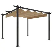 vidaXL Pavillon avec toit extensible 3x3 m Taupe