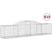 vidaXL Gabions avec arc surélevé 15 pcs. 300x50x60/80 cm Fer galvanisé
