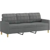 vidaXL Canapé à 3 places Gris foncé 180 cm Tissu
