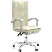 vidaXL Chaise de bureau avec fonction chaise longue Crème similicuir