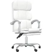vidaXL Chaise de bureau avec fonction chaise longue Blanc similicuir