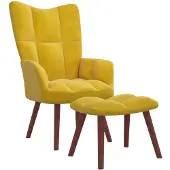 vidaXL Fauteuil relax avec pouf jaune moutarde velours