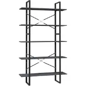 vidaXL Bibliothèque à 5 niveaux Gris 100x30x175 cm Bois de pin