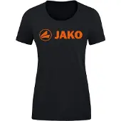 Jako T-Shirt Promo Femme - Noir Chiné / Orange Néon