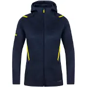 Jako Challenge Veste à Capuche Loisir Femme - Bleu Marine Chiné / Jaune Fluo