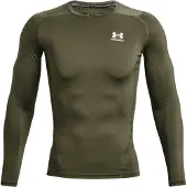 Under Armour T-shirt à manches longues HeatGear Compression pour homme, XX-Large, Marine OD Green / Blanc