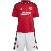 Adidas Manchester United 23/24 Home Short Sleeve Junior Set Rouge 12-24 Months Enfants