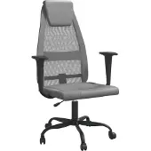 vidaXL Chaise de bureau , réglable en hauteur, gris, tissu maillé et similicuir
