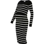 Mamalicious Robes en maille 'New Siv June' noir / blanc cassé
