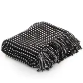 vidaXL Couverture coton à carrés 125x150 cm Noir