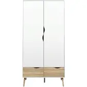 Ebuy24 Armoire OSLO Armoire à portes Blanc / Chêne structuré