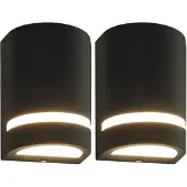 vidaXL Appliques murales d'extérieur 2 pcs 35 W Noir Demi-rond