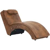 vidaXL Chaise longue de massage avec oreiller Marron Similicuir daim281349