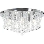 vidaXL Plafonnier avec perles de cristal argenté rond 4x G9 ampoules