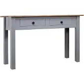 vidaXL Table console Gris 110x40x72 cm Pin solide Gamme Panama