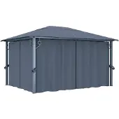 vidaXL Tonnelle avec rideau 400x300 cm Anthracite Aluminium