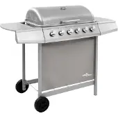vidaXL Gas grill mit 6 Brennern Silberfarbe