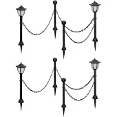 vidaXL Lampes solaires 4 pcs. avec chaîne et poteau