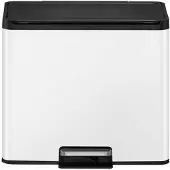EKO - Essential 2 Recycler, poubelle à pédale 15+15 litres - Acier et polypropylène - Blanc
