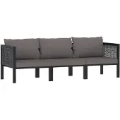 vidaXL Canapé 3 places avec revêtement Anthracite Poly Rattan