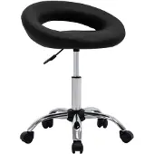 vidaXL Tabouret de travail à roulettes noir similicuir