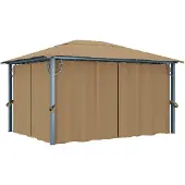 vidaXL Pavillon avec rideau 400x300 cm taupe aluminium