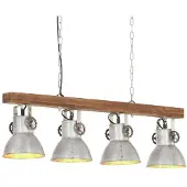 vidaXL Plafonnier style industriel argenté E27 bois de manguier
