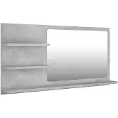 Möbelando Miroir de salle de bain "Friedensau" en aggloméré, acrylique en gris béton. Dimensions (L/H/P) 90x45x10 cm