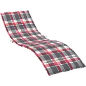 vidaXL Coussin de chaise longue à carreaux rouge 200x60x3 cm