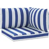 vidaXL Coussins de palette lot de 3 rayures bleues/blanches