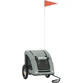 vidaXL Remorque pour vélo Chiens Gris Tissu Oxford et fer