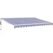 vidaXL Store électrique à manivelle bleu et blanc 4,5x3 m