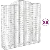 vidaXL Gabions avec arc surélevé 8 pcs. 200x50x200/220cm Fer galvanisé
