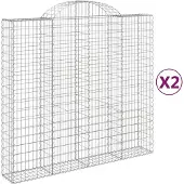 vidaXL Gabions avec arc surélevé 2 pcs. 200x50x180/200cm Fer galvanisé