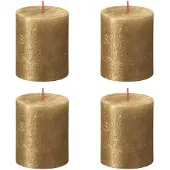 Bolsius Bougies pilier rustiques Shimmer 4 pcs 80x68 mm Doré