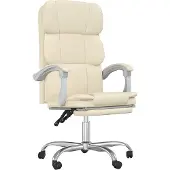 vidaXL Chaise de bureau avec fonction chaise longue Crème similicuir