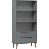 vidaXL Bibliothèque MOLDE Gris 85x35x170,5 cm Bois massif de pin