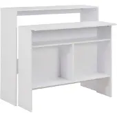 vidaXL Table de bar avec 2 plateaux de table blanc 130x40x120 cm