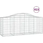 vidaXL Gabions avec arc surélevé 15 pcs. 200x50x80/100cm Fer galvanisé