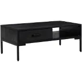 vidaXL Table basse noire 90x50x35 cm pin massif