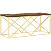 vidaXL Table basse en acier inoxydable et vieux bois massif