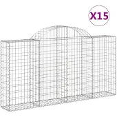 vidaXL Gabions avec arc surélevé 15pcs 200x30x100/120cm Fer galvanisé