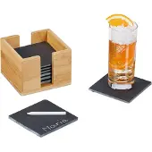 Relaxdays 8x dessous-verre-ardoise (1x, Dessous de verre)