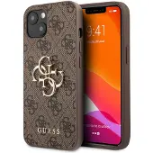 GUESS Coque 4G Metal Logo Backcover pour Apple iPhone 13 - Marron