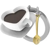 Metalmorphose Porte-clés Love Café, Argent, Marron, Blanc, Or